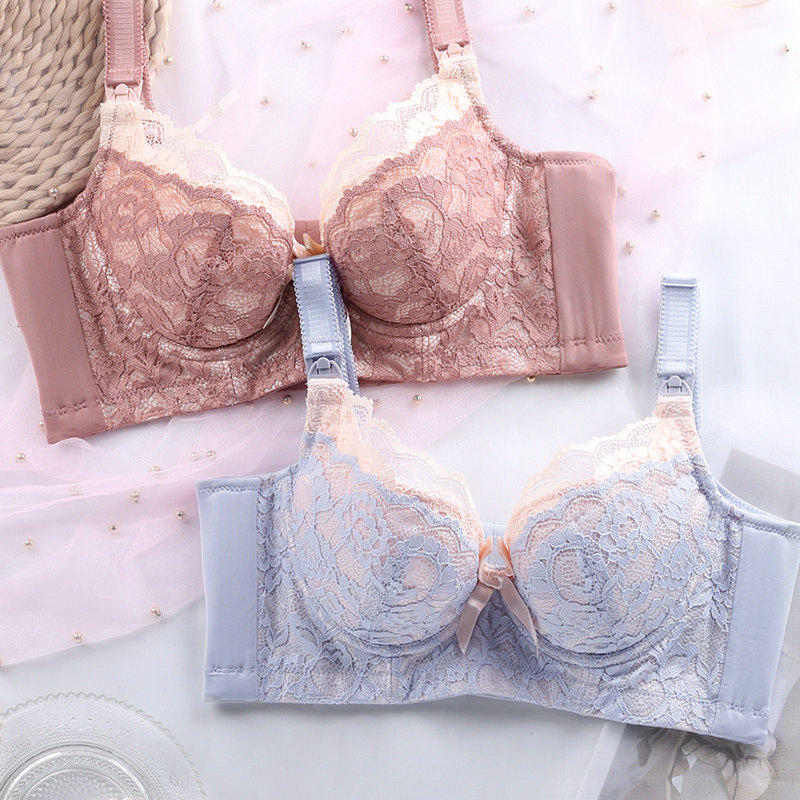 Nursing bra gather set anti-sagging large breasts with memory underwire pregnant women pregnant five-breasted underwear feeding