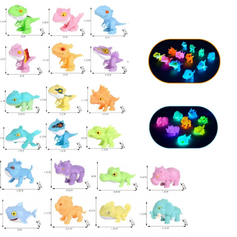 Glow-In-The-Dark Hidden Finger-Biting Dinosaur Toy: Tyrannosaurus, Triceratops, Ankylosaurus, Velociraptor, Spinosaurus for Kids