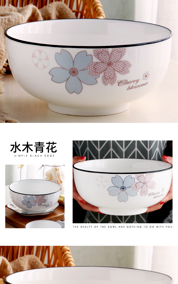Large ceramic bowl home upset European - style 8 inches 1.75 L extra Large capacity of the soup bowl big rainbow such use chicken soup bowl