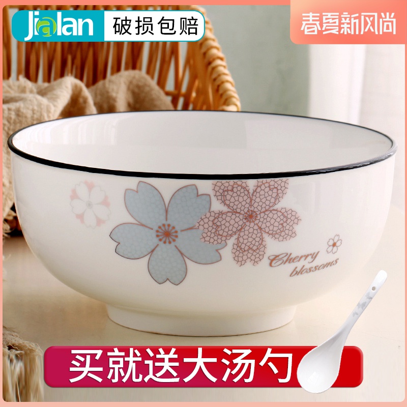 Large ceramic bowl home upset European - style 8 inches 1.75 L extra Large capacity of the soup bowl big rainbow such use chicken soup bowl