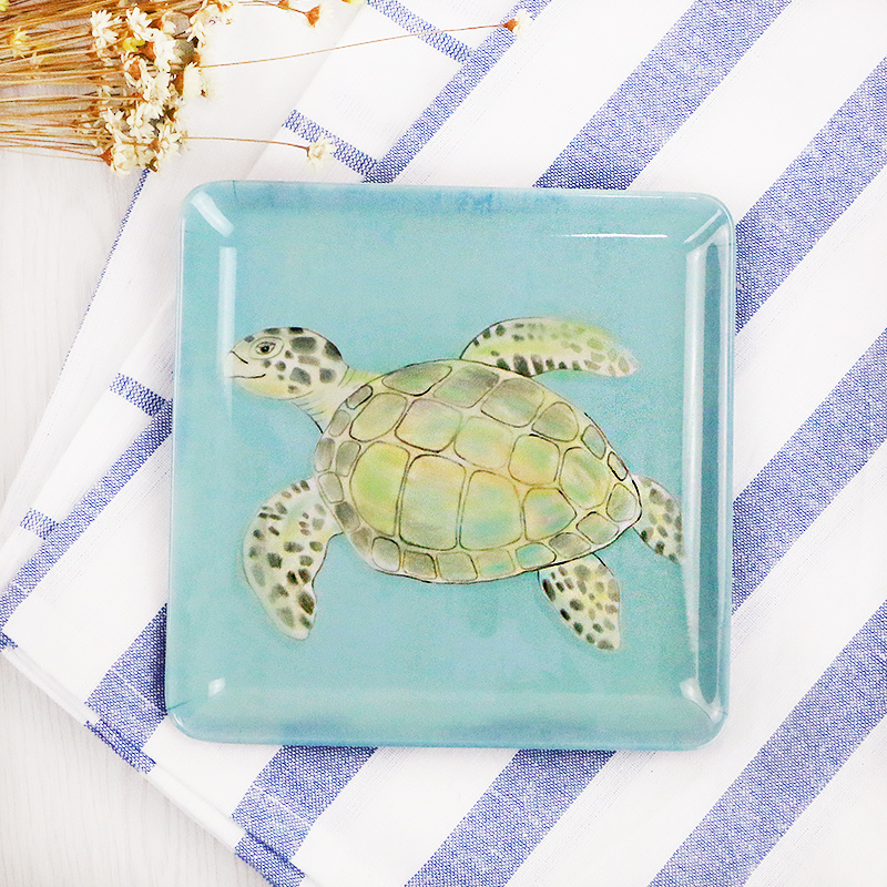 Four - piece ocean series imitation porcelain snack plate falling resistant plastic plate melamine plates household garbage table plates
