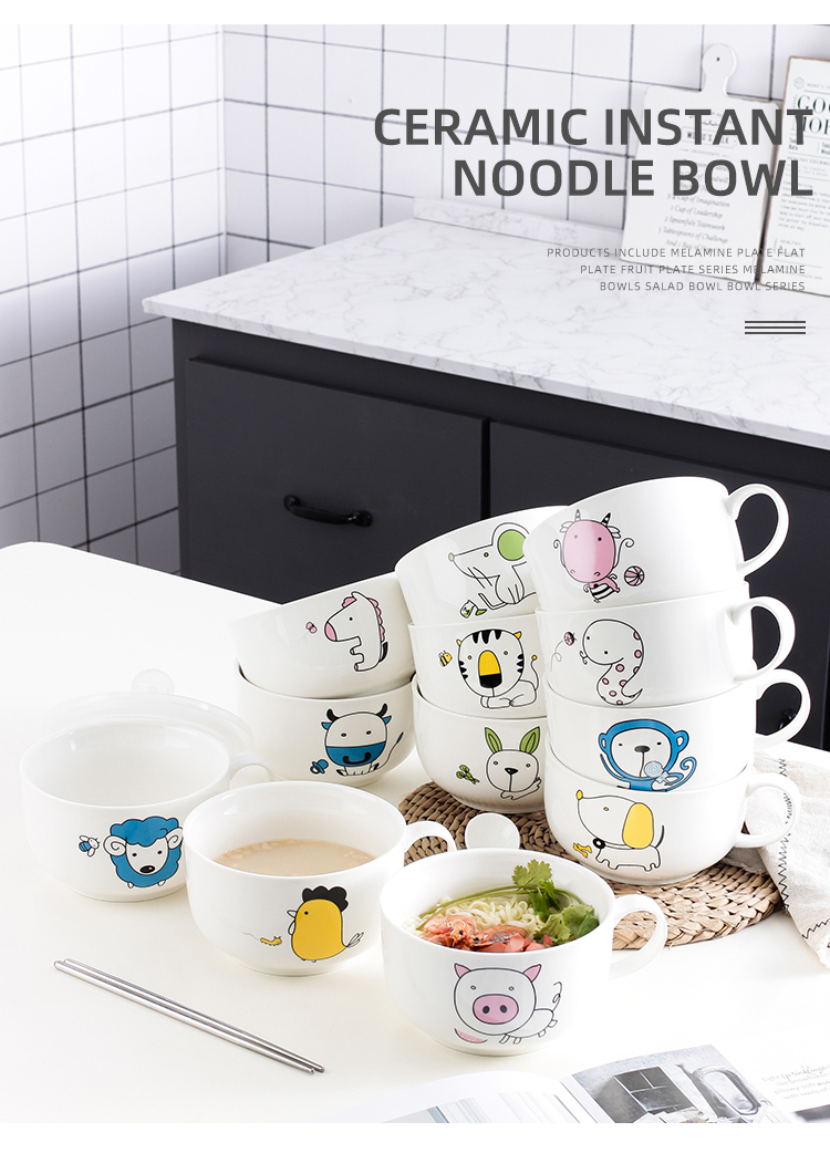 Chinese zodiac mercifully rainbow such as bowl with cover ceramic with handles lunch box and lovely students dormitory high - capacity extra - large ceramic cup