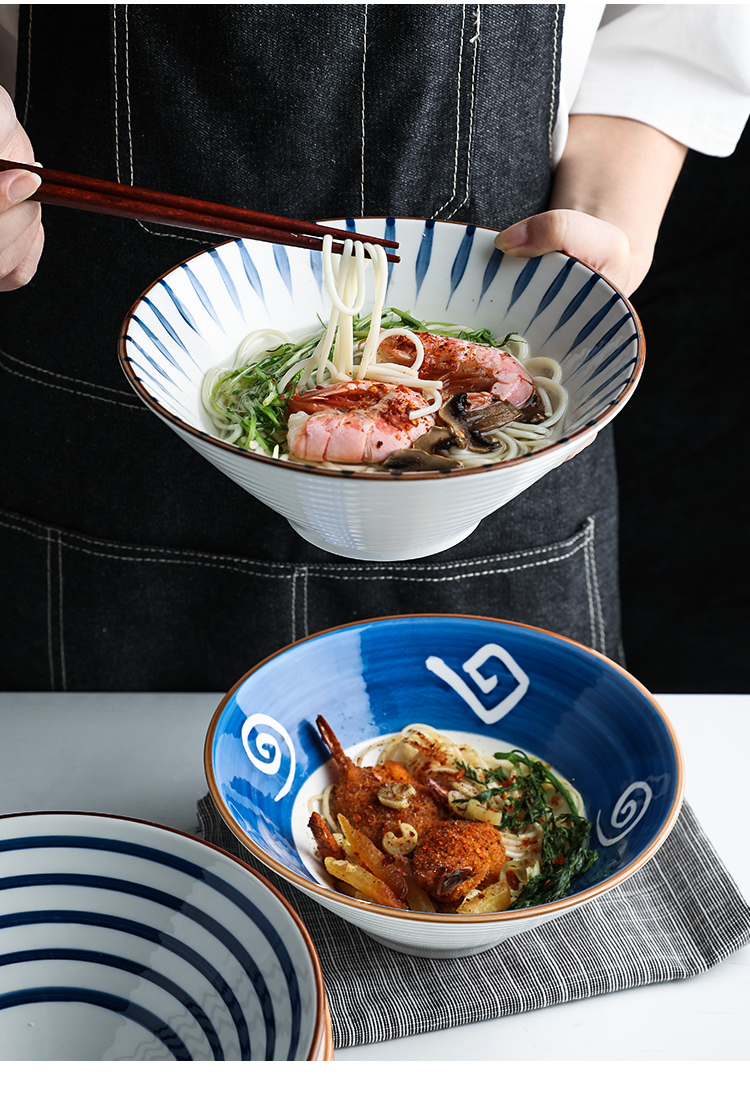 Shed in Japanese largest beef noodles in soup bowl of household ceramics rainbow such use pasta noodles rainbow such to use retro fruit salad bowl