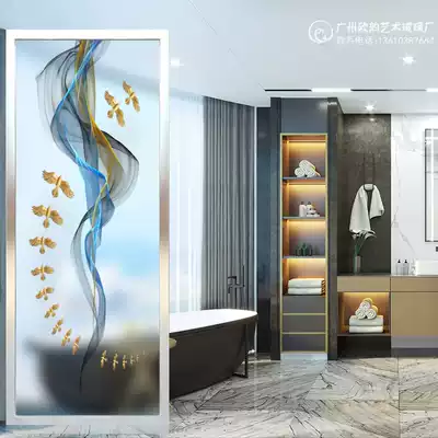 Modern minimalist glass decoration living room partition wall light luxury shoes cabinet home small household porch frosted light transparent custom