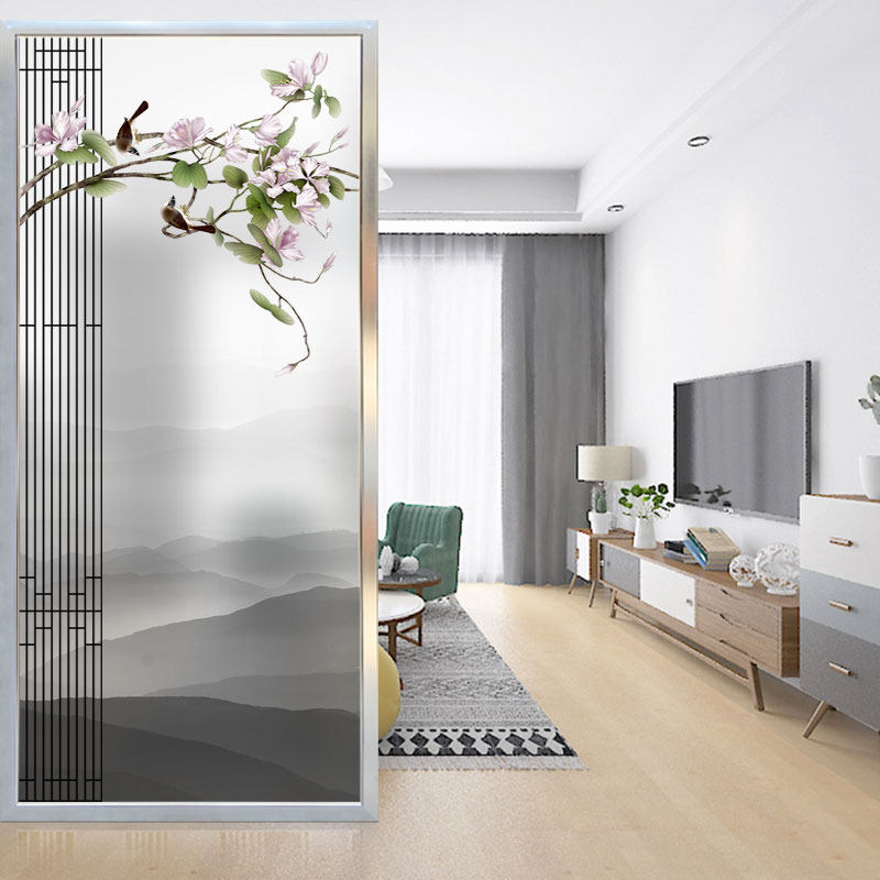 Minimalist Modern Art Glass Screen Partition Custom Living Room Dining Room Bedrooms Entrance Door Closed Double Frosted Light Transmission