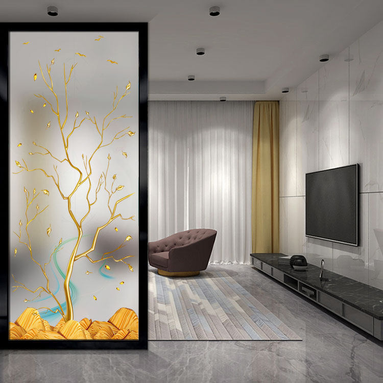 Nordic minimalist art Glass screen partition wall Modern living room decoration Double-sided custom entry entrance Fortune tree