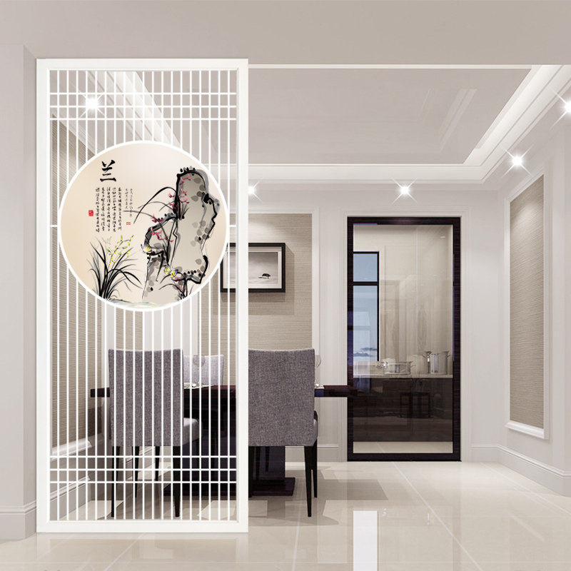 Modern new Chinese art glass screen custom minimalist living-room decoration partition Xuanguan Background wall frosted light transmission