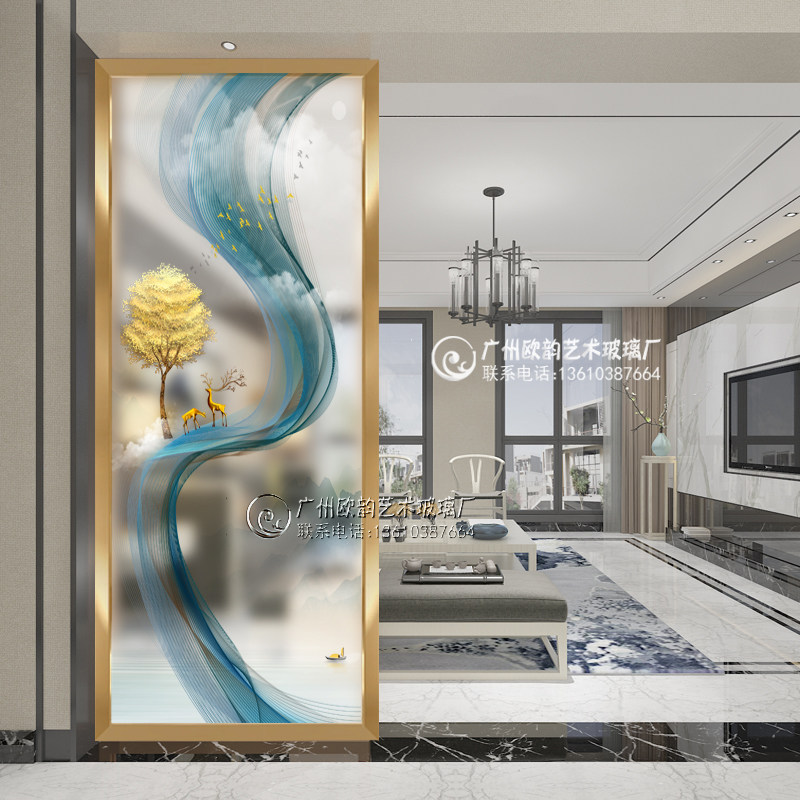 Custom Modern Minimalist Art Glass Living Room Screen Bedroom Partition Bedroom Partition Dry Wet Separation Into The House Xuanguan Frosted Light Transmission