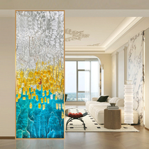 Customized living room screen partition light luxury high-end filigree enamel pure handmade art glass entrance oil painting light transmission