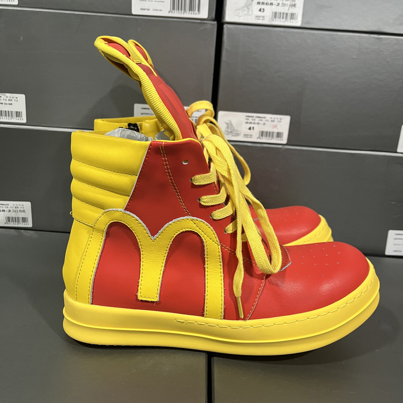 2025 New Style European and American Genuine Leather Trendy Shoes ins Versatile High-Top Shoes Height-Increasing Short Boots Thick-Soled High-Top Casual Boots