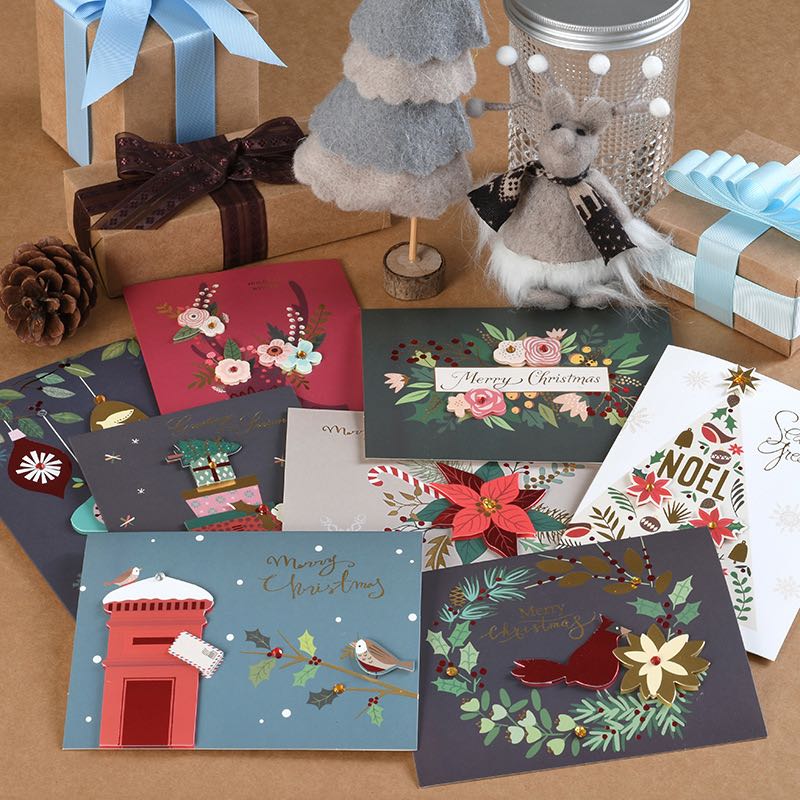 New Korean creative handmade cartoon stereo Christmas greeting card diy business blessing message card with envelope