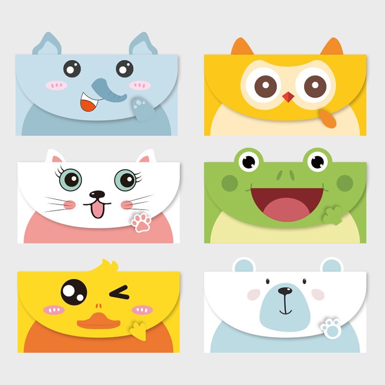 Korea Creative Cartoon Model Card Children Blessed Festival General Birthday Handwritten Little Card with Envelope