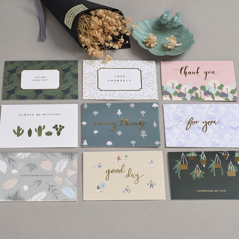 Korea Creative Brief Bronzing Gold Valentine's Day Cards Business 7-On-Day Message Small Card Mini Thanksgiving Thanks Card