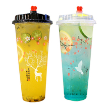 Tea 90 caliber milk tea plastic cup frosted injection cup disposable 500 700ml cold drink packaging cup custom