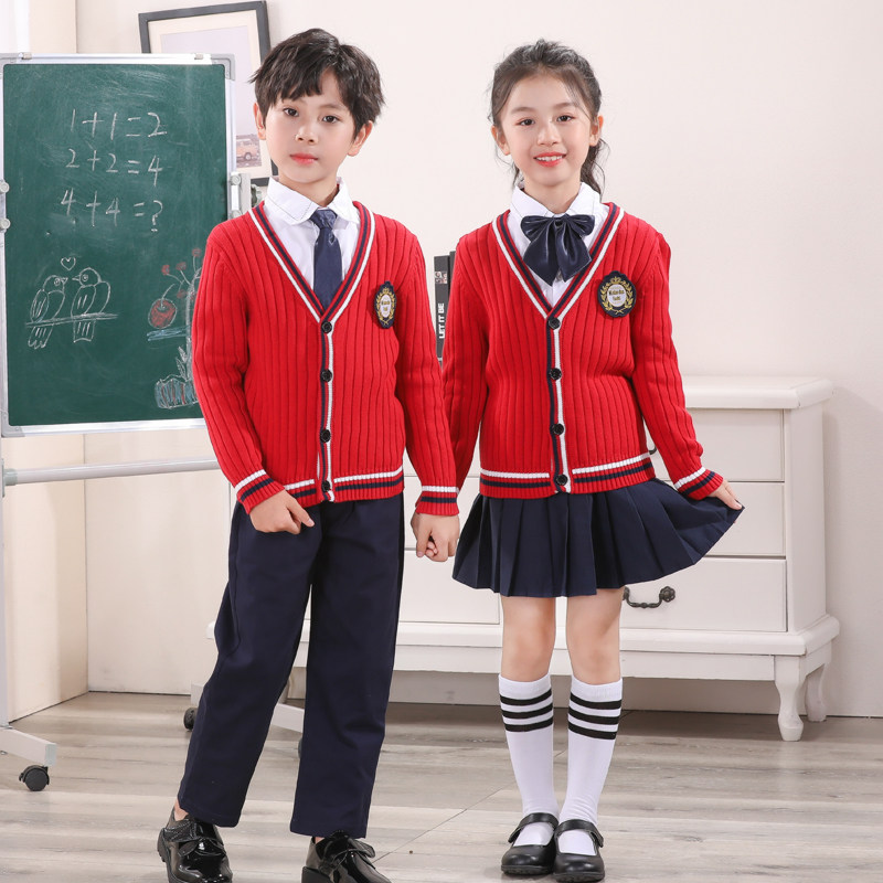 Kindergarten uniform spring and autumn British style school uniform pure cotton primary school students class clothing poetry recitation clothing chorus performance clothing