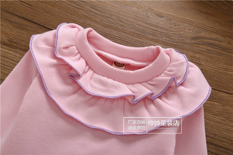 Cô gái chạm đáy áo cộng với áo nhung dài tay cho bé gái áo ấm, quần áo mùa thu, mặc áo cổ cao, cotton trẻ em