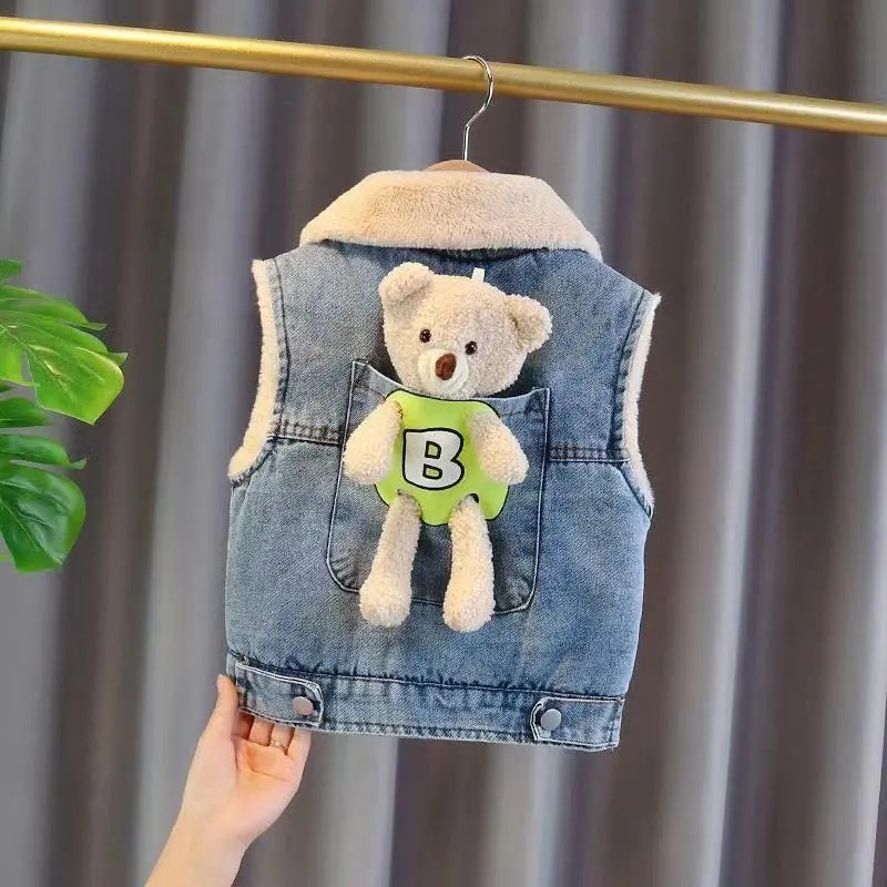 Baby Gush Thickened Denim Horse Chia Boy 2021 Spring Autumn New Korean Version Cartoon Infant Child Foreign Pie Cute