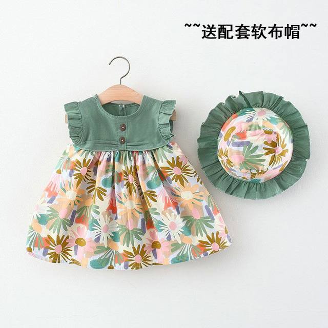 ເດັກຍິງ Dress Summer 2024 ໃຫມ່ຂອງເດັກນ້ອຍ Summer Dress Girls ຝ້າຍບໍລິສຸດ Princess Dress Baby Suspender Dress ຄົນອັບເດດ: