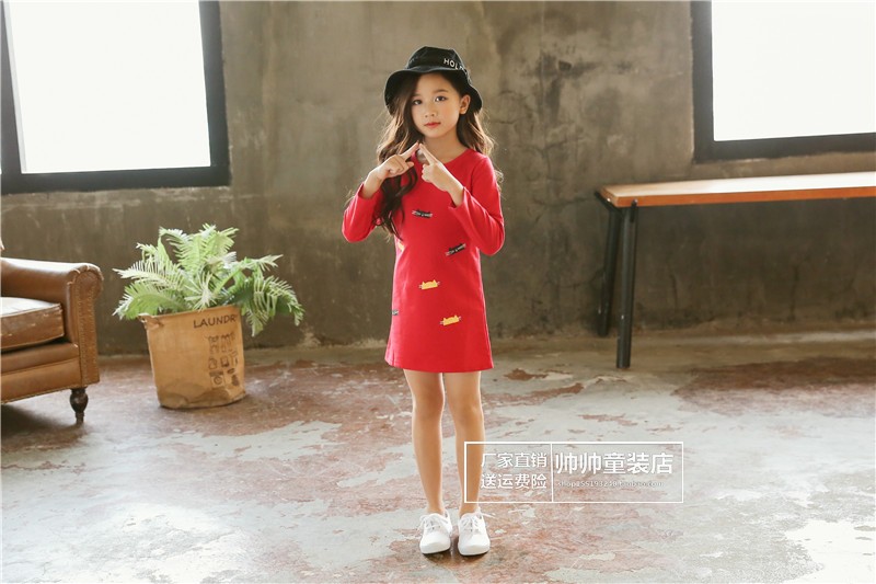 Váy bé gái 2018 mới bé gái công chúa đầm áo thun hàn quốc mùa xuân và mùa thu nước ngoài váy cotton áo sơ mi thủy triều đầm cho bé gái