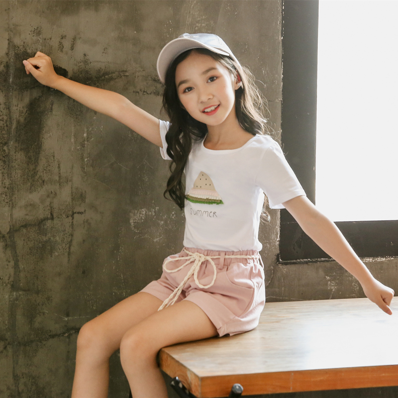 Girl Summer Dress 2018 New Female Baby Foreign Pie Two Sets Korean Version Great Boy Pure Cotton Trendy Suit 4 Year Old Tide Suit