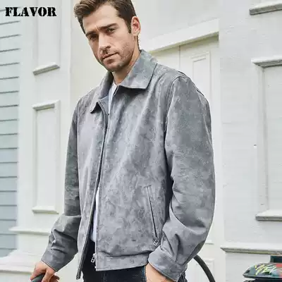2019 autumn new leather leather men's American trend lapel pigskin leather jacket spring and autumn thin men's coat