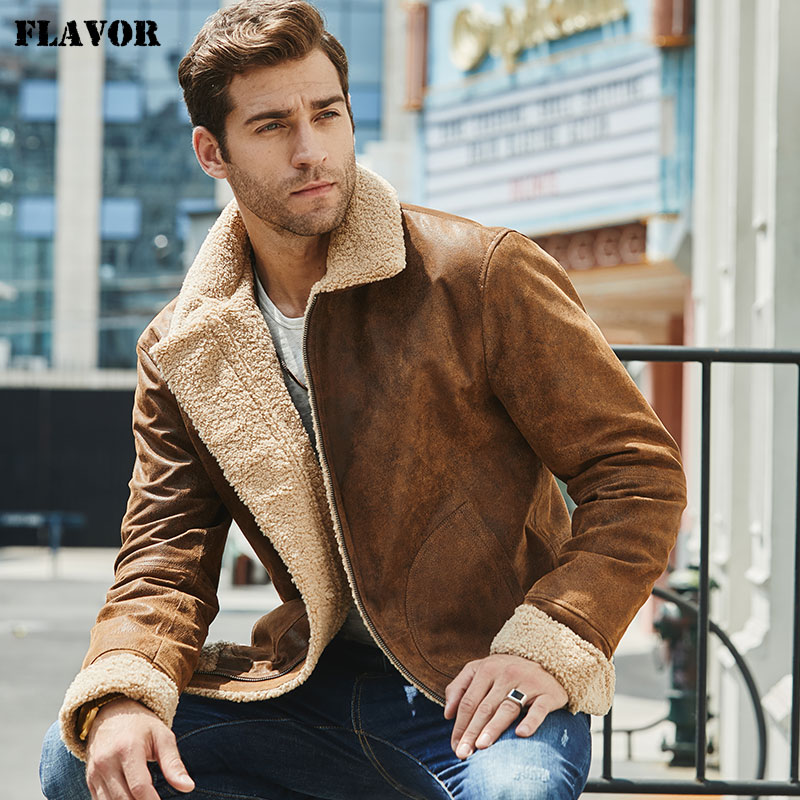 2019 autumn and winter Shangxin Haining leather jacket men's retro casual American leather jacket men's plus wool warm coat