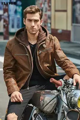 Autumn and winter new leather jacket men's American trend multi zipper locomotive clothing plus cotton men's pigskin leather leather leather clothing