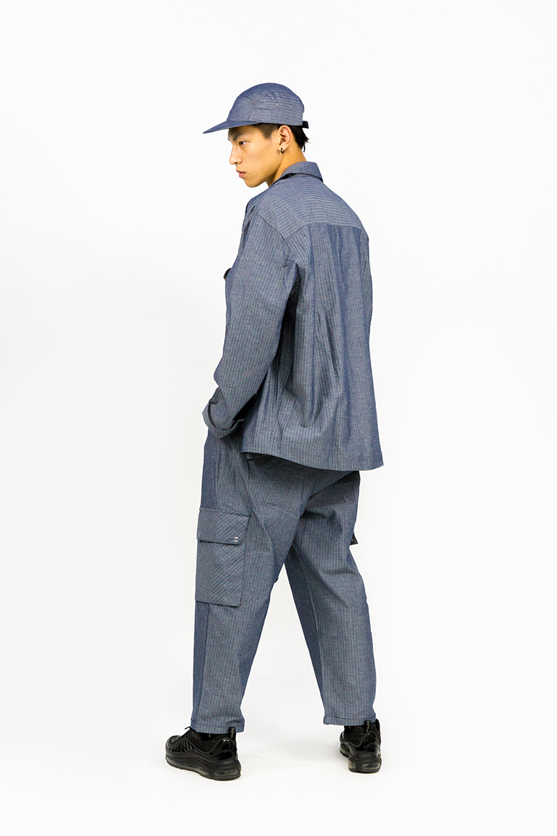 SimpleProject 18AW nguyên mẫu bông xương cá phù hợp với áo khoác nam nhiều túi áo khoác giản dị - Cao bồi quần thể thao
