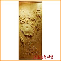 Sandstone Chinese relief frescoed lotus carp photo TV background wall screen partition sandstone spray pool flower pot