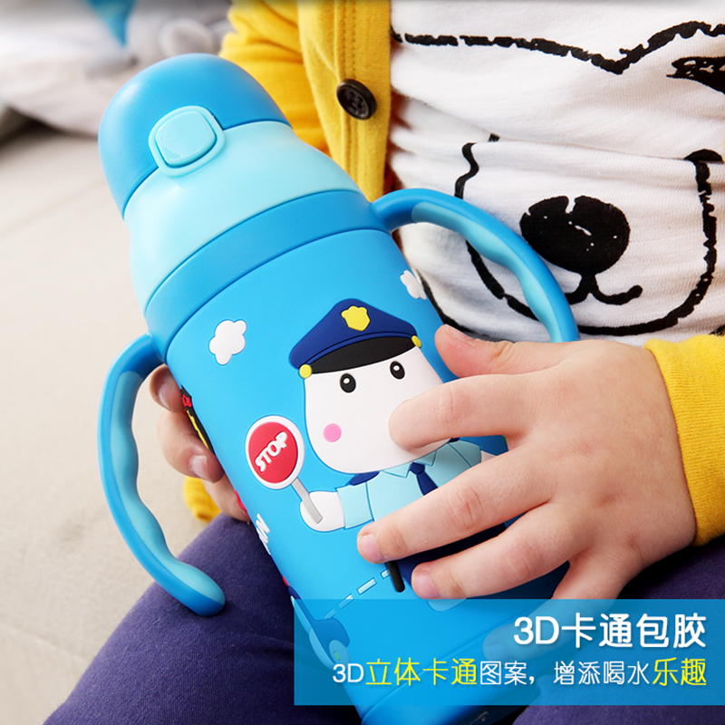 Small Bikha Children Insulated Cup With Handle Student Stainless Steel Portable Kettle Infant Suckers Drink Cup