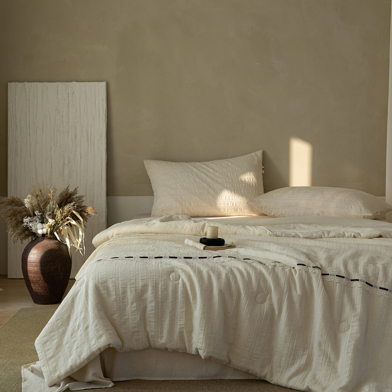 2026 Spring/Summer Silk Cotton Linen Yarn-Dyed Jacquard Silkworm Protein Ancient Style Series Summer Quilt - Plain Linen - Off-White 2026 Spring/Summer Silk Cotton Linen Yarn-Dyed Jacquard Silkworm Protein Ancient Style Series Summer Quilt - Plain Linen - Off-White