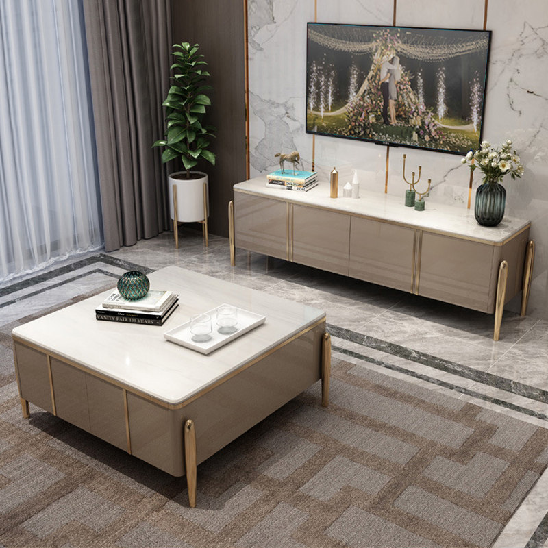 Light luxury coffee table TV cabinet combination Italian minimalist living room home modern minimalist small apartment storage furniture set