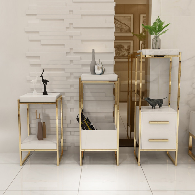 Postmodern light luxury flower stand living room modern minimalist stainless steel metal gold Ge rack flower pot shelf flower table