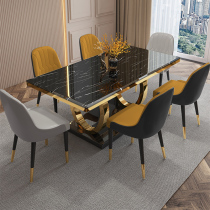 Upscale light lavish marble dining table and chairs Combined modern minimalist rectangular dining table Home Small family dining table