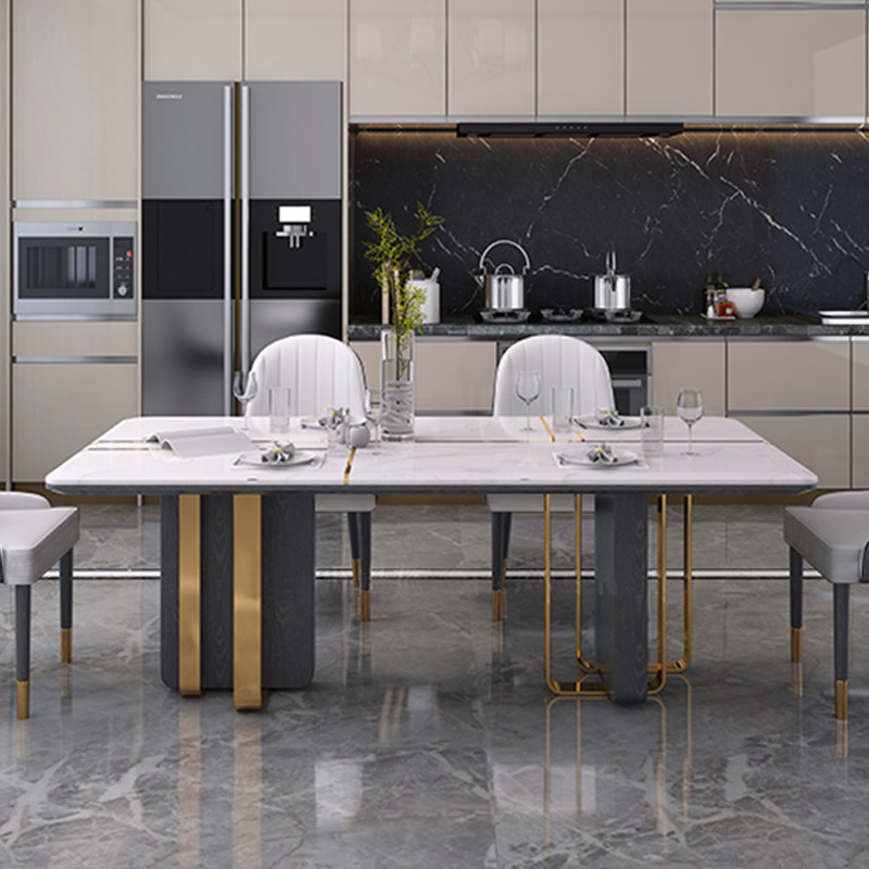 Light luxury modern minimalist dining table and chair combination home small apartment Nordic furniture marble rectangular dining table