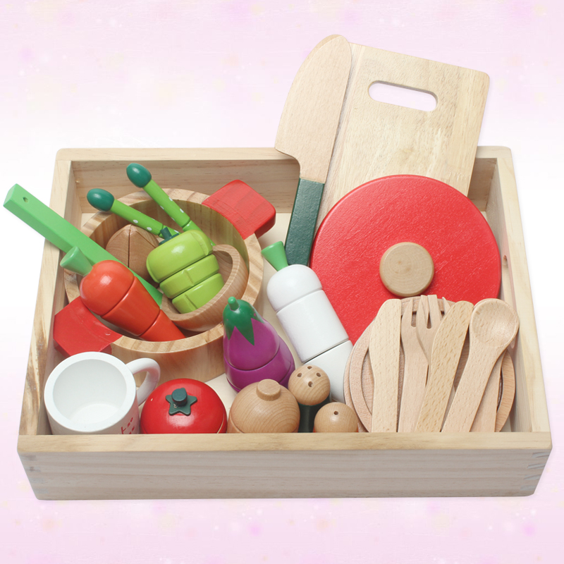 蔬菜磁性切切看1-2-3岁水果切切木质木制过家家 男孩女孩厨房玩具 Изображение 1