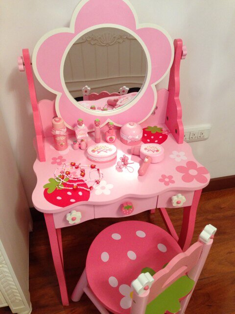 North American baby makeup simulation princess dressing table Wooden children's girl dress up wine toy 2-3-4-5-6 years old