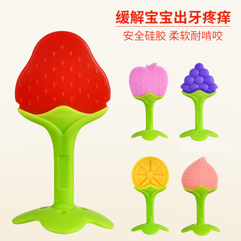 Baby molar stick silicone bite music children's teether fruit toy can be boiled for newborn grasping training artifact