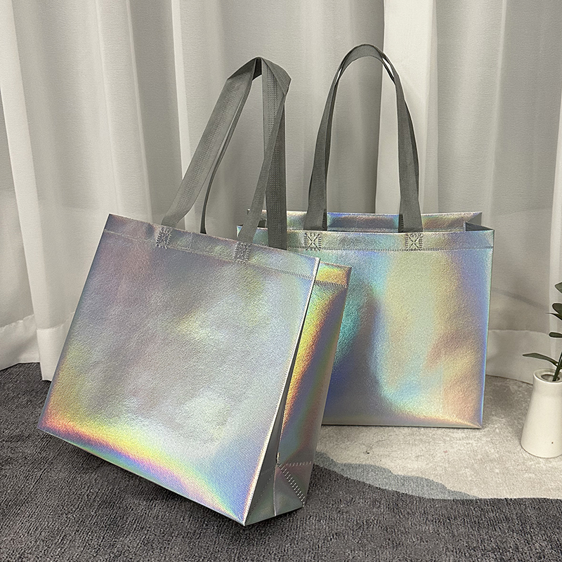 Laser Single-Shoulder Tote Bag Women's Shoe Shopping Bag High-End Non-Woven Bag Clothing Store Bag Clothing Packaging Bag