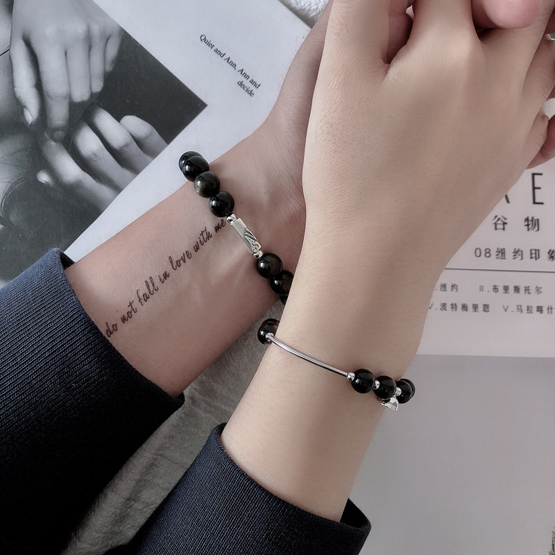 Lettering custom-made Shanmeng sea oath obsidian hand-shaped couple models a pair of men and women magnets attract gravity simple