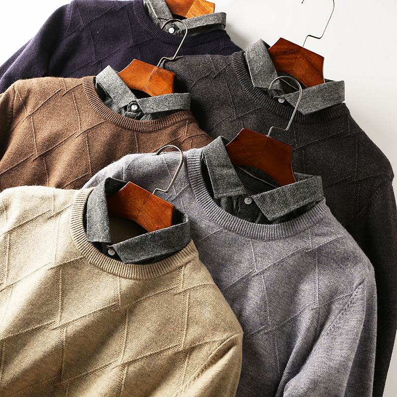Fake two shirts collar imitation cashmere starred textured yarn Jisman business casual beating undershirt sweater