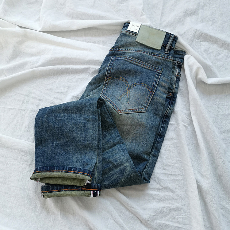 Not to miss good cow washed mill white made of old twill fabric men sashimi small straight cylinder jeans long pants