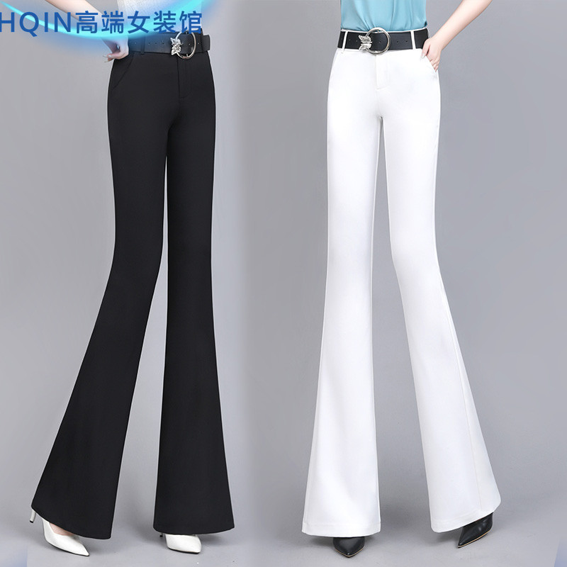 Hqin High-End Women's Clothing 2026 Summer New Slim-Fit Flared Pants Women's High-Waisted Drapey Casual Bell-Bottom Long Pants Trendy