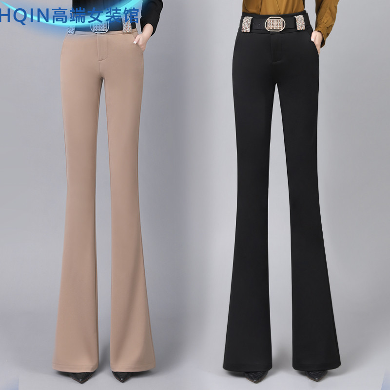 Hqin High-End Women's Clothing 2026 Spring and Summer New Slimming Bootcut Pants Suit Micro-Flared Pants Slim Long Pants for Women