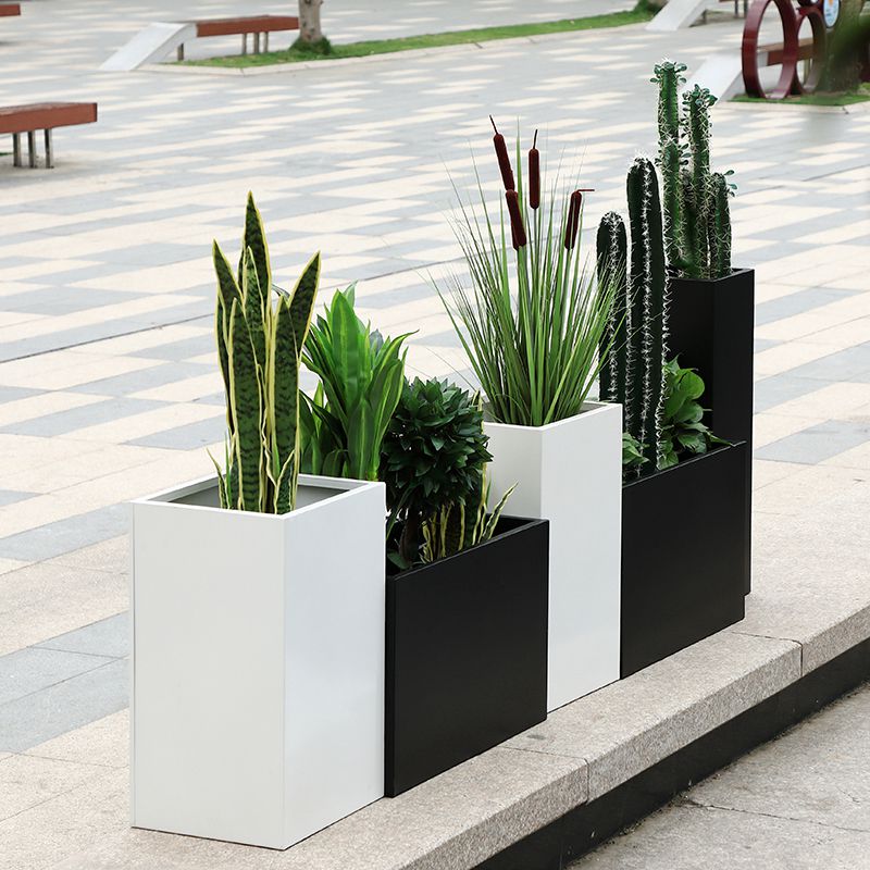 Iron outdoor flower box rectangular combination garden planting box flower pot sales department commercial square partition flower trough flower bed