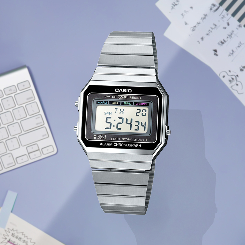 Casio Casio Retro Trendy Small Silver Watch Small Square Watch Men's Watch A700Wmg-1A/7A/9A