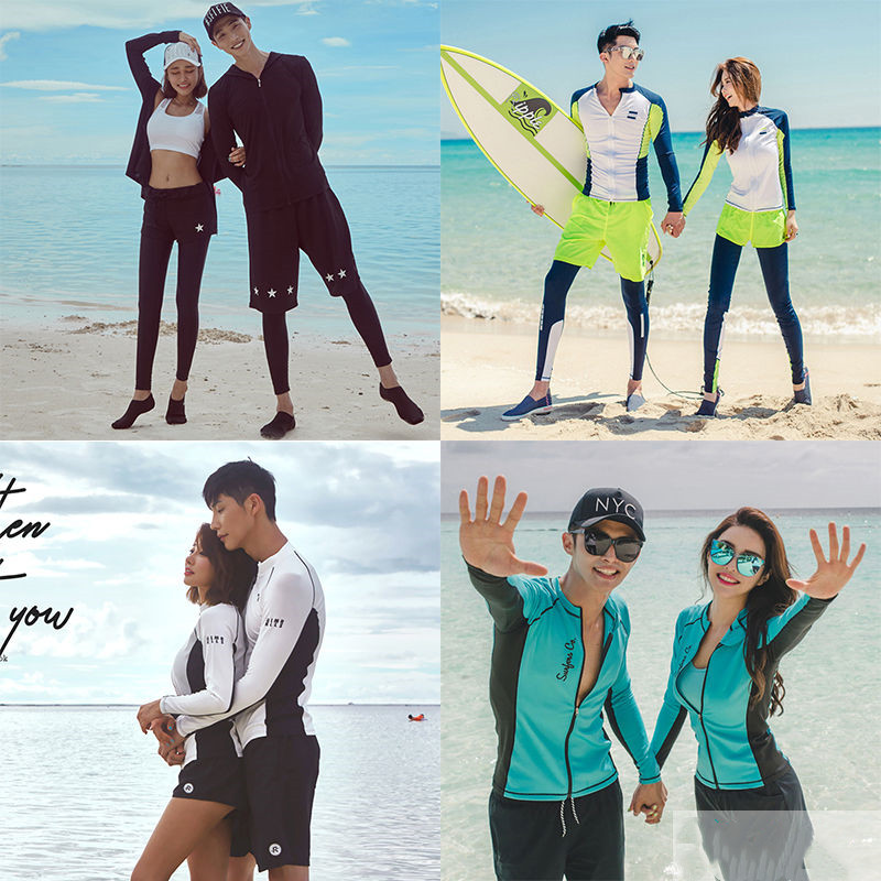 Korean diving suit female split long-sleeved swimsuit men and women quick-drying sunscreen couple surfing snorkeling suit jellyfish suit suit