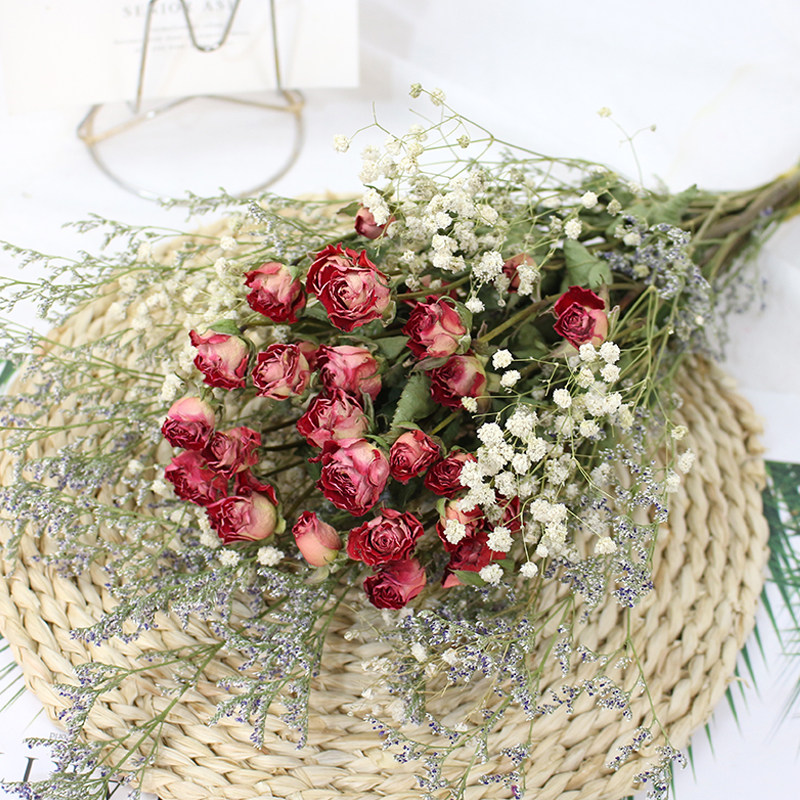 Rose long small rose bouquet Yunnan true flower Home flower arrangement decoration B & B clothing shop net red dried flower