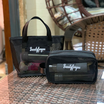 Korean version of the letter portable mesh bag large capacity cosmetic bag Wisp empty fashion hand bag travel cosmetics wash bag