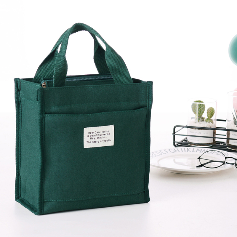 Pure colour minimalist Japanese canvas Canvas Lunchbox with handbag bag for office workers carrying bunk bags female students with a lunch box